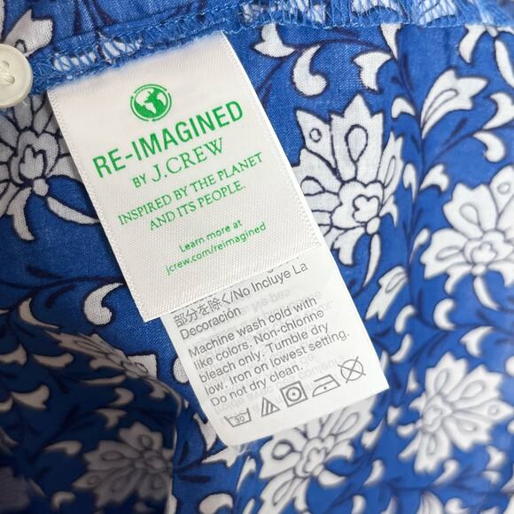 J. Crew Womens Embroidered Peasant Top XS Blue Pink V Neck Tasseled Cotton - Picture 9 of 11